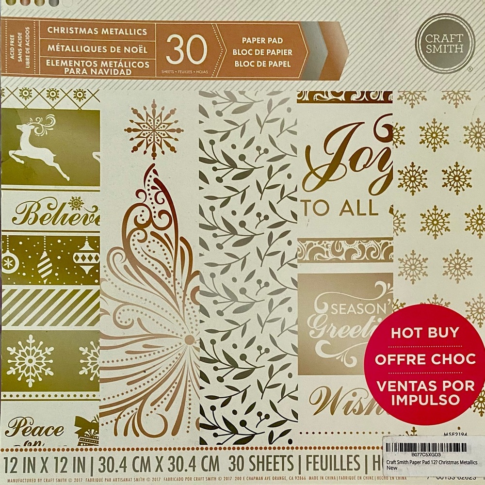 Craft Smith scrapbook metallic Christmas 12”x12 scrapbooking 30 sheets paper
